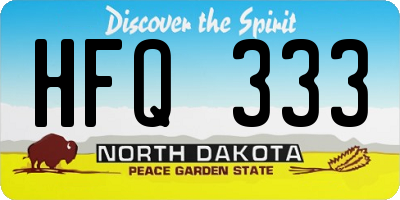 ND license plate HFQ333