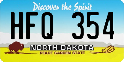 ND license plate HFQ354