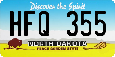 ND license plate HFQ355