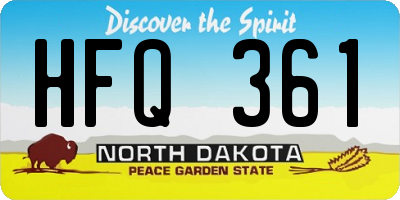 ND license plate HFQ361