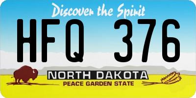 ND license plate HFQ376