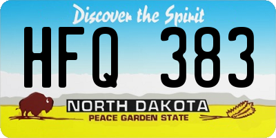 ND license plate HFQ383