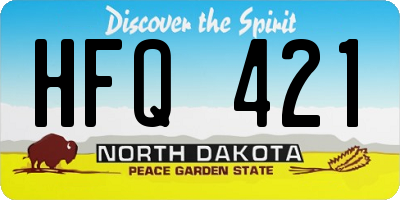 ND license plate HFQ421