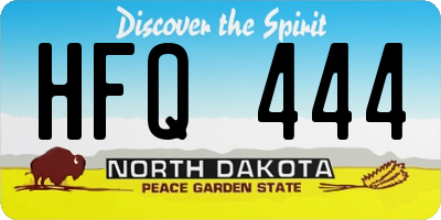 ND license plate HFQ444