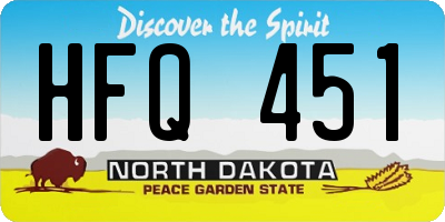 ND license plate HFQ451