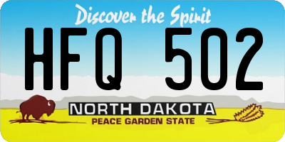 ND license plate HFQ502