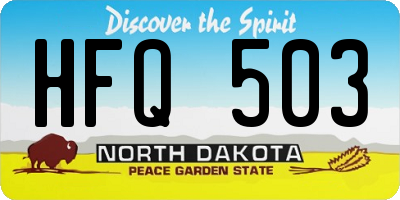 ND license plate HFQ503