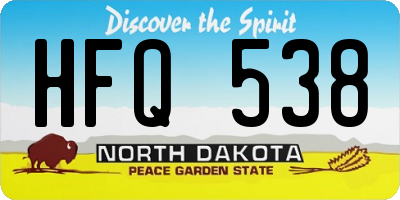 ND license plate HFQ538