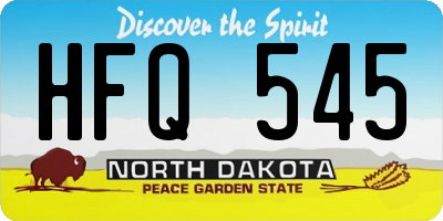 ND license plate HFQ545