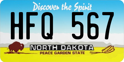 ND license plate HFQ567