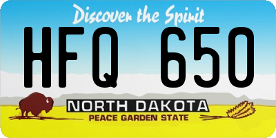 ND license plate HFQ650