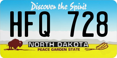 ND license plate HFQ728