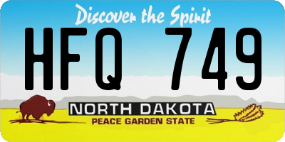 ND license plate HFQ749
