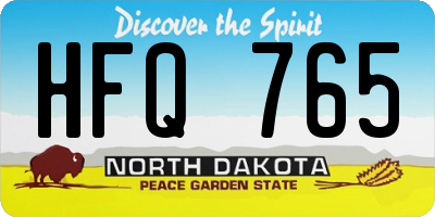 ND license plate HFQ765