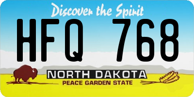 ND license plate HFQ768