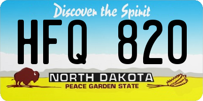 ND license plate HFQ820