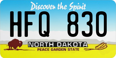 ND license plate HFQ830