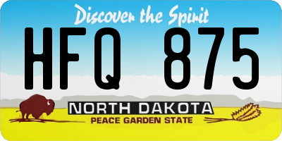 ND license plate HFQ875