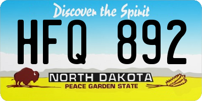 ND license plate HFQ892