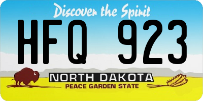 ND license plate HFQ923