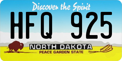 ND license plate HFQ925