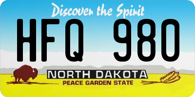 ND license plate HFQ980