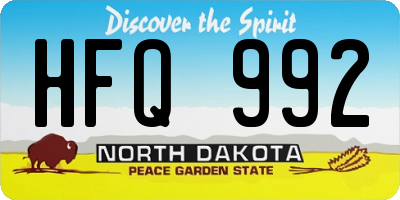 ND license plate HFQ992