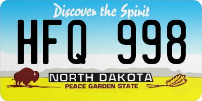 ND license plate HFQ998