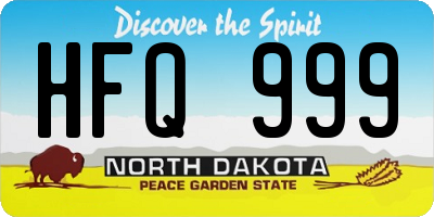 ND license plate HFQ999