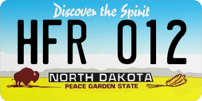 ND license plate HFR012