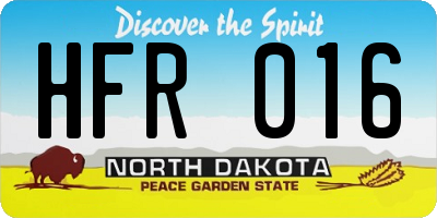 ND license plate HFR016