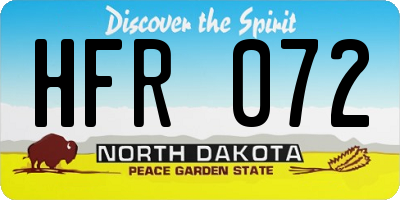 ND license plate HFR072