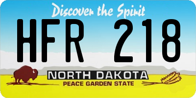 ND license plate HFR218