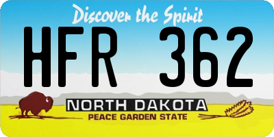 ND license plate HFR362