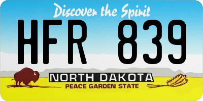 ND license plate HFR839