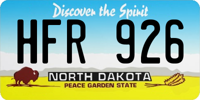 ND license plate HFR926