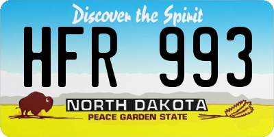ND license plate HFR993