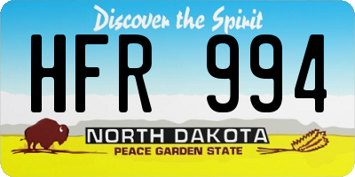 ND license plate HFR994