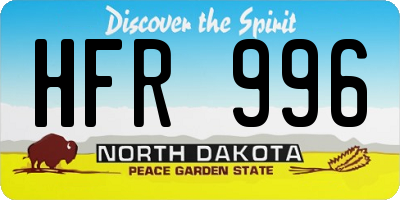 ND license plate HFR996