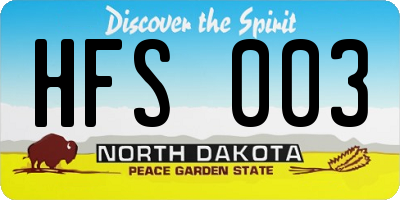 ND license plate HFS003