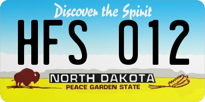 ND license plate HFS012