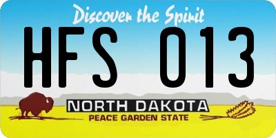 ND license plate HFS013