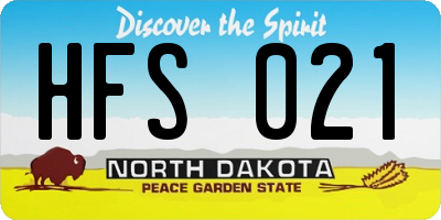 ND license plate HFS021