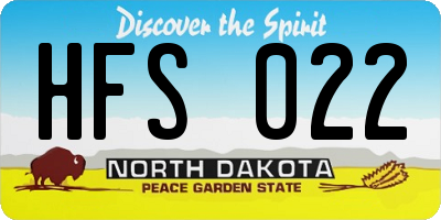 ND license plate HFS022