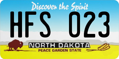 ND license plate HFS023