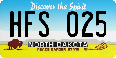 ND license plate HFS025