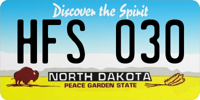 ND license plate HFS030