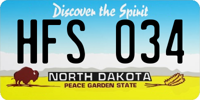 ND license plate HFS034