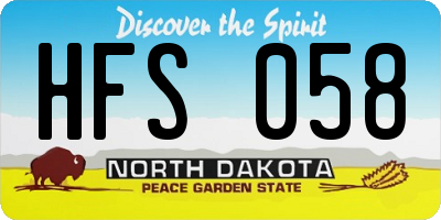 ND license plate HFS058