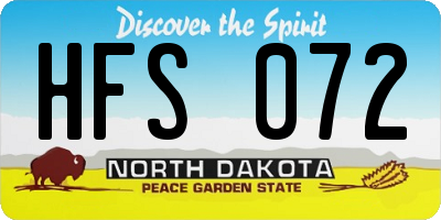 ND license plate HFS072